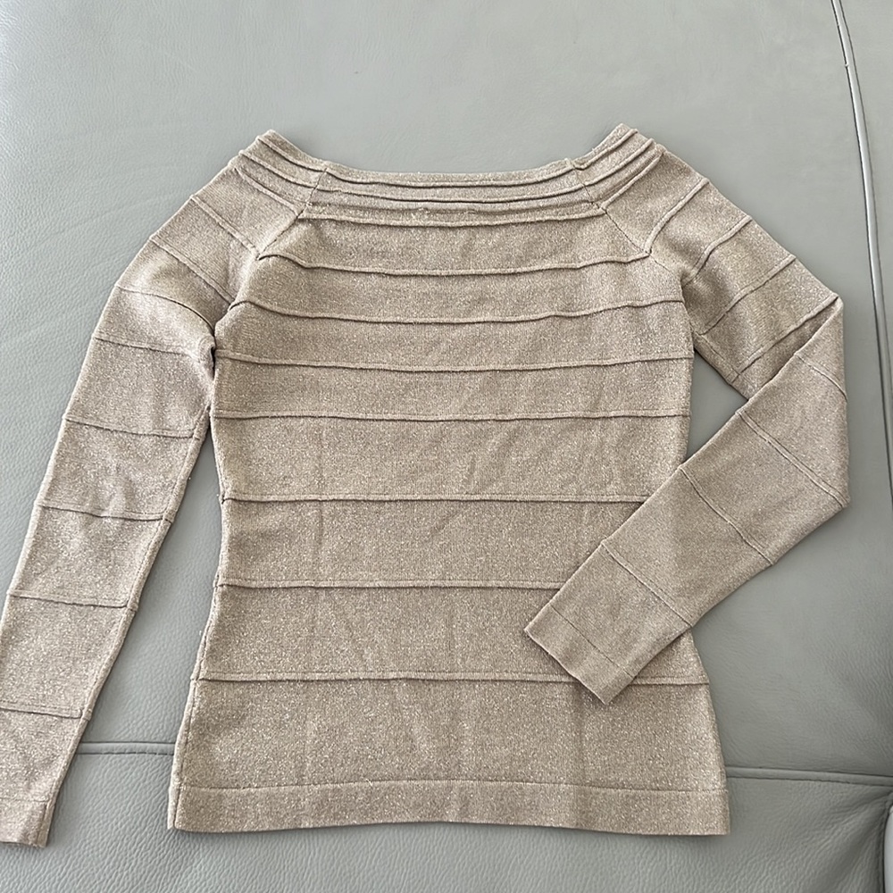 Cache Metallic Gold Sparkle Top Size Xs - image 5